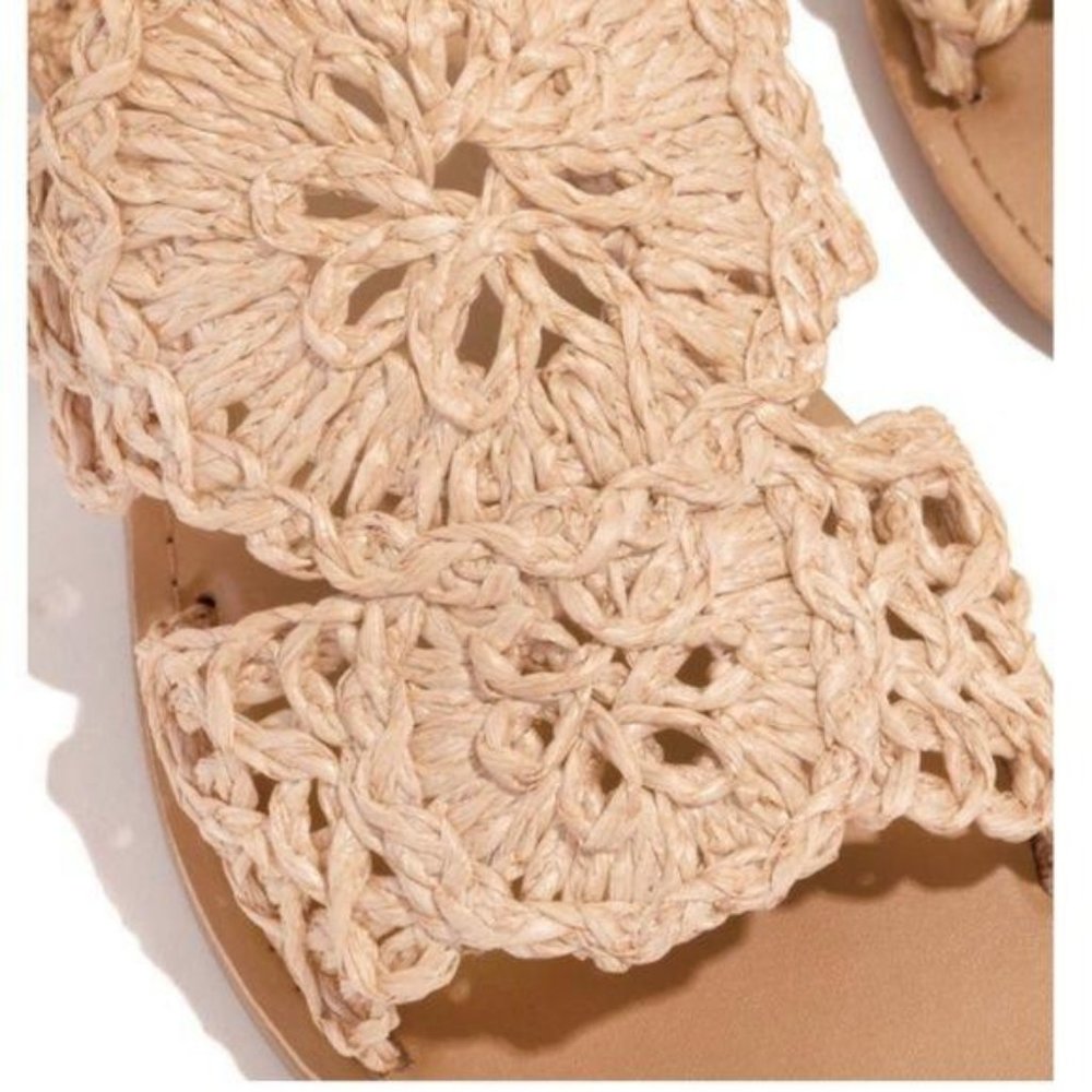 Woven Raffia Slide Sandals in Blush Nude - Picture 7 of 10